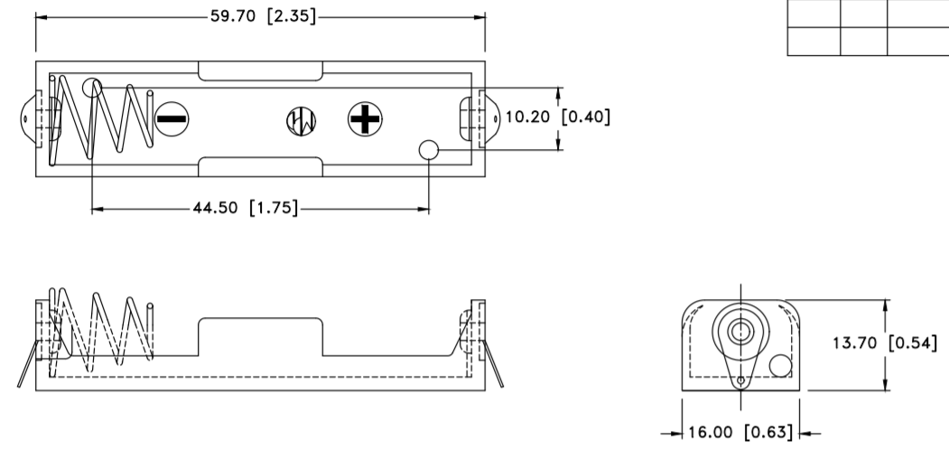 1xAA PCB Tipi Montaj için Tekli Pil Yuvası (Kablosuz)